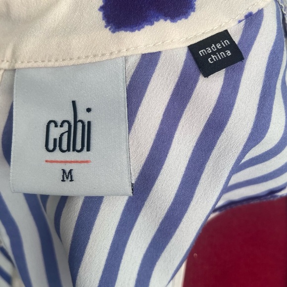 Cabi women white and blue floral sleeveless high low hemline tunic. Size M. Used - Picture 7 of 8